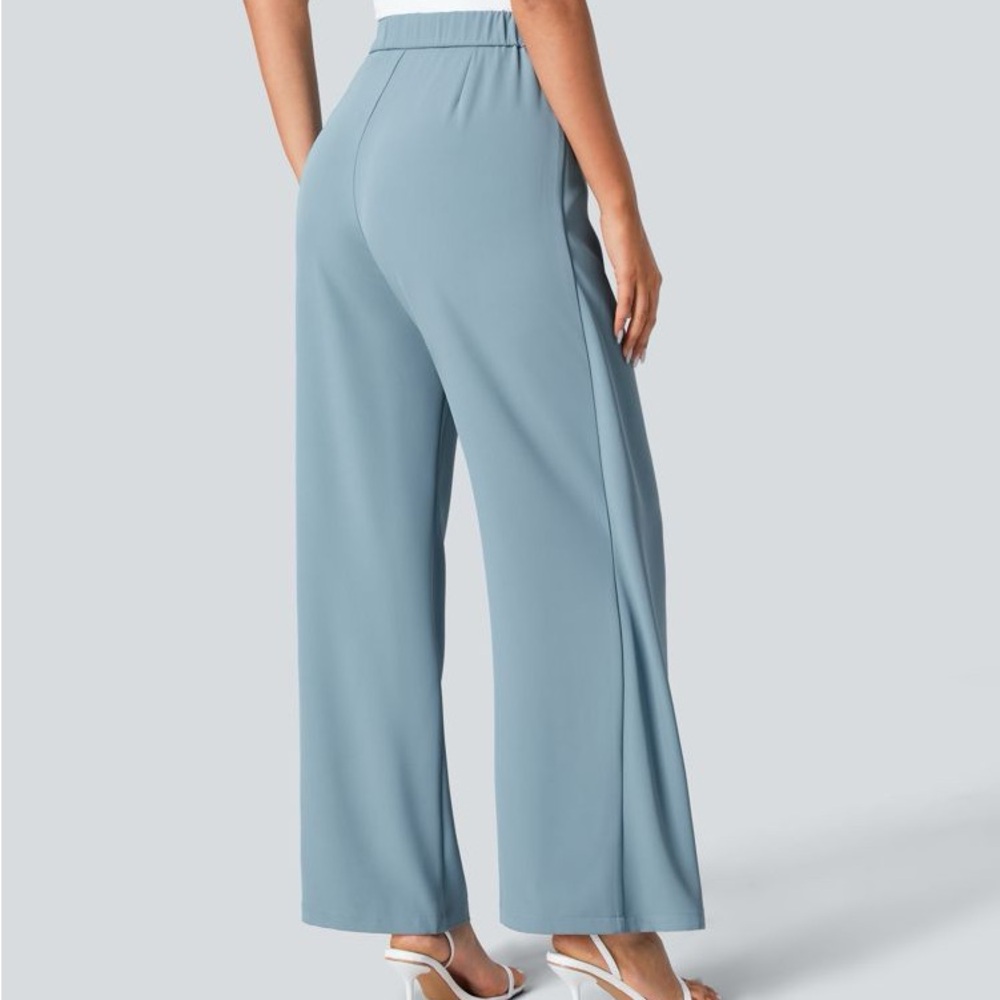 ❗️SOLD❗️HALARA Women's Light Blue Wide Leg Wrap Pants - Picture 2 of 4